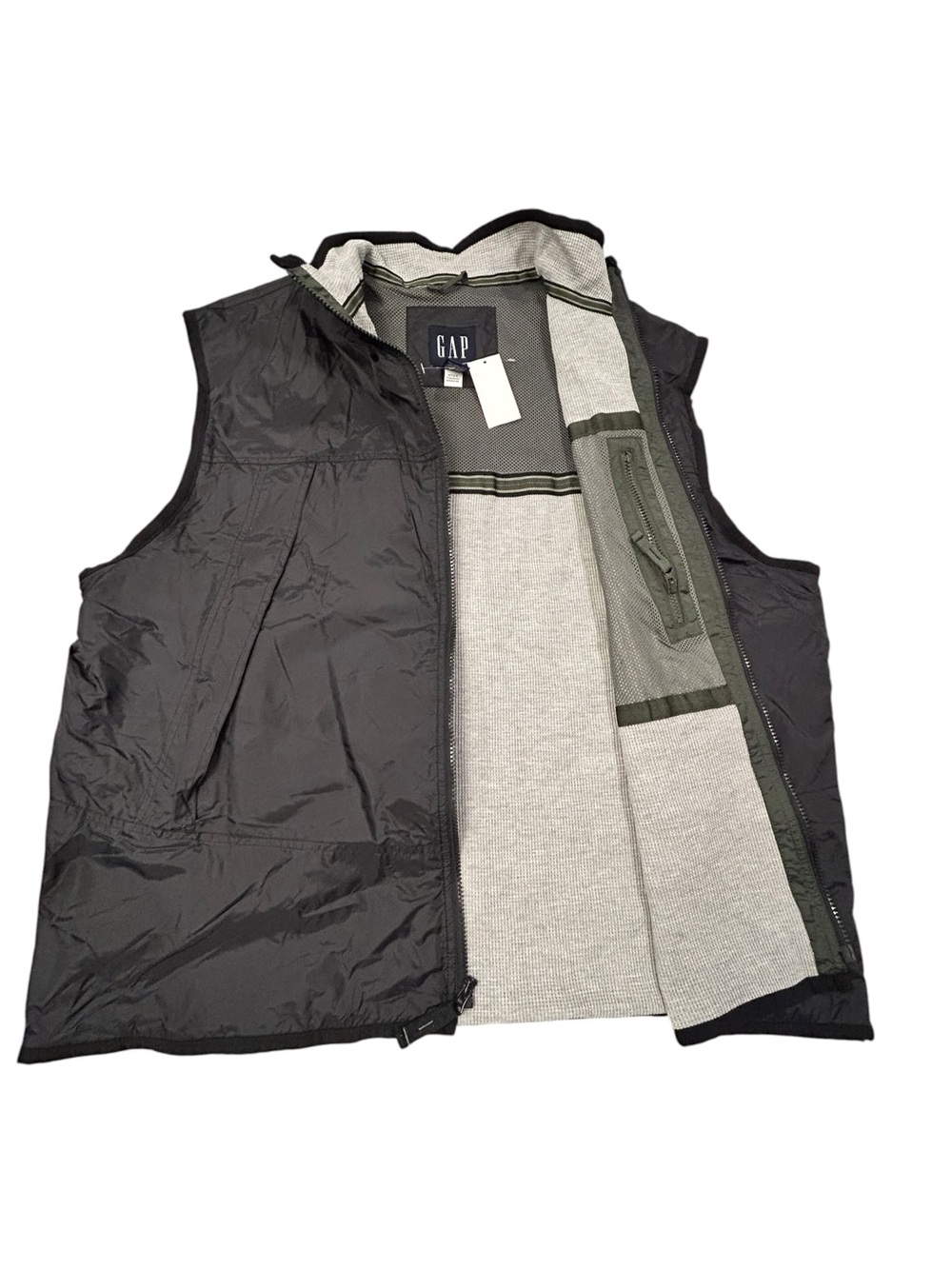 NEW GAP Men's Black Full Zip Pocketed Utility Vest Men’s XXL Vented Casual
